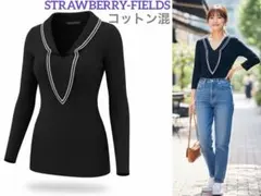 STRAWBERRY-FIELDS / コットン混 / フリル /七分袖 / 黒