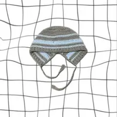 【値下げしました】バラクラバ　ニット帽　かぎ編み　ハンドメイド　グレー　ブルー