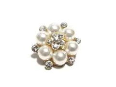 bro-0292　ブローチ　イミテーションパール　ラインストーン　フラワー
