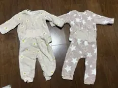 80cm フリースパジャマ腹巻きタイプ2点セット