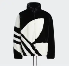 adidas ボアジャケット L 黒/白 ストライプ