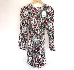 新品 SLY スライ ひざ丈 花柄 ワンピース トップス 長袖 スカート 紐付き