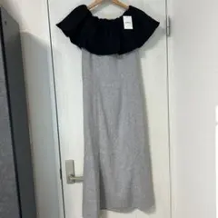 GRLノースリーブロングワンピース グレーとブラック