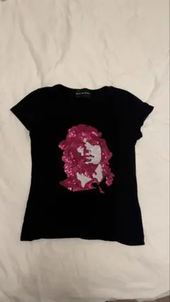 美品 ピンクスパンコール　ブラックTシャツのサムネイル