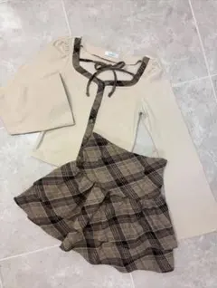 evelyn チェックカットセットアップ アイボリー