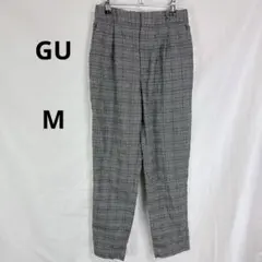 GU◇ジーユー　起毛タックテーパードパンツ　チェック柄【M】ウエストゴム　秋冬