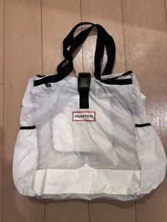 HUNTER ホワイトトートバッグ　ファスナー付き
