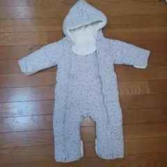 冬用 ロンパース 70-80 裏フリース 防寒 星 月柄 ダブルジッパー