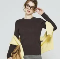 【美品】coca ウォッシャブル 極上ニットクルーネック ブラウン　Lサイズ