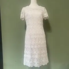【美品】DAKS ダックス ワンピース 総レース アイボリー 半袖　38