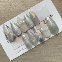 新作♡⃛グレーニュアンス ガラスフレンチネイル