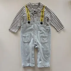 ebaby ロンパース カバーオール ボーダー 80 べべ