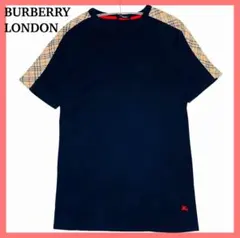 美品 バーバリーロンドン 半袖ロングTシャツ ノバチェック ホースロゴ 刺繍 M