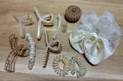 ✨ヘアアクセサリーまとめ売り✨ホワイト/パール/ゴールド 10点