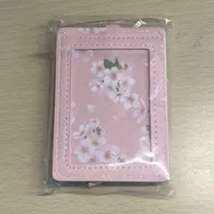 桜の花柄ピンクパスケース・ストラップ付き