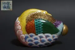 清・乾隆年製 陶胎珐琅（エナメル）彩色絵水鳥造形鼻煙壷スナッフボトル嗅ぎタバコ