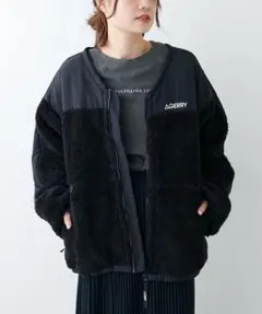 半額以下　GERRY BOA V-NECK JACKET ボアフリース ブラック