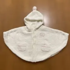 ジェラートピケ　フード付きベビーポンチョ ホワイト