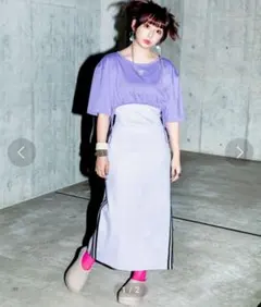 アディダス 薄紫 タンクトップ ロングワンピース Tシャツ タイトスカート女性L