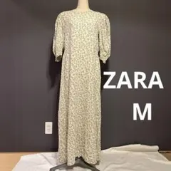 ZARA 花柄　 半袖ロングワンピース　 Mサイズ
