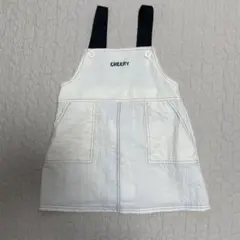 ホワイト ジャンバースカート ポケット付きワンピース100ベビーキッズエクリュ