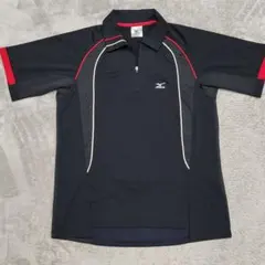 MIZUNO　ミズノ　ポロシャツ　S　黒　白　赤　ハーフジップ