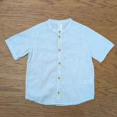H&M ストライプ ボタン半袖シャツ 90