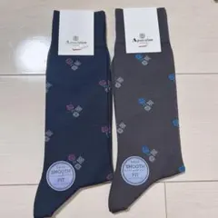 花柄スムースフィットソックス 25-27cm 2色セット　アクアスキュータム