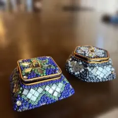 極美品/当時物箱付】イタリア製 ラヴェンナ モザイク 飾り皿 24金彩 鳩