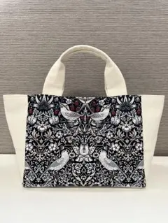 ハンドバッグS ウィリアムモリスいちご泥棒黒×赤のサムネイル