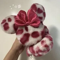 【東京ディズニーリゾート】廃盤品 ミニー イヤーマフ 耳当て ヒョウ柄 ピンク