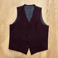 TAKEO KIKUCHI バーガンディ ボタン付きベスト