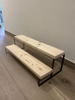 木製シェルフ　アイアンシェルフ　デッドスペース棚　クリアーカラー　48cm ２段