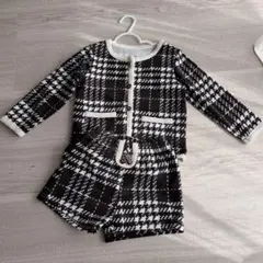 【入園式用】1回のみ使用　チェック柄　フォーマルセットアップ 90cm