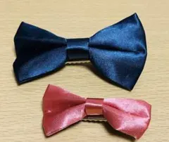 リボン　ピン　ヘアアクセサリー 髪の毛 匿名 新品　バレッタ　ピンク　ネイビー