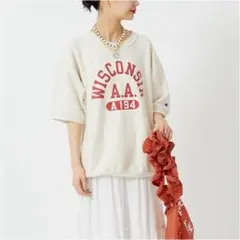 美品 Championリバースウィーブ 半袖スウェット オートミール M