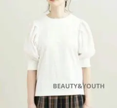 BEAUTY&YOUTH シアーパフスリーブカットソー