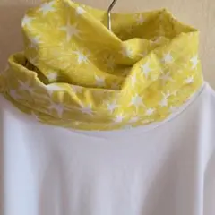 ストール　首巻き　星柄黄色 ダブルガーゼ 抗菌防臭加工 ハンドメイド【540】