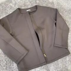 ブラウン ノーカラージャケット