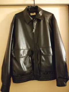 ブラック レザー ジャケット 合成皮革 Mサイズ
