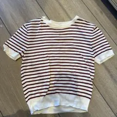 H&M 白/赤 ストライプ 半袖ニット