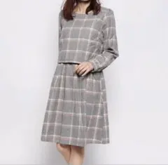 【美品】earth music&ecology　チェックワンピース　フェミニン