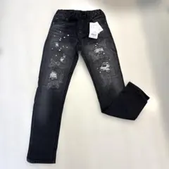 新品タグ付き　ブランシェス140cm 黒 ダメージ加工ストレートパンツ