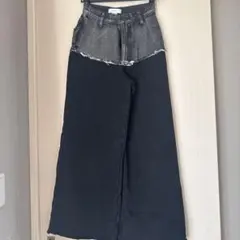 ameri vintageデニムスウェットドッキングワイドパンツ24サイズのサムネイル