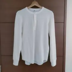 ユニクロホワイト ヘンリーネックTシャツ カットソー S