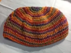 バケットハット　ウール100%手編みニット帽　クラッシャーハット　クロシェハット