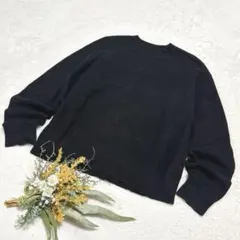 【ユニクロ】UNIQLO スムースコットンクルーネックセーター ブラック L