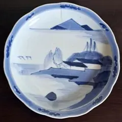 江戸後期 古伊万里 志田窯 皿 山水 染付 アンティーク レトロ 冬 春