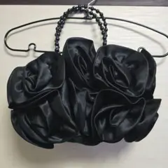 ブラック フラワーモチーフ パーティーバッグ