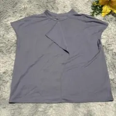 グリーンレーベル L グレー 半袖 フレンチスリーブ タック ボトルネック